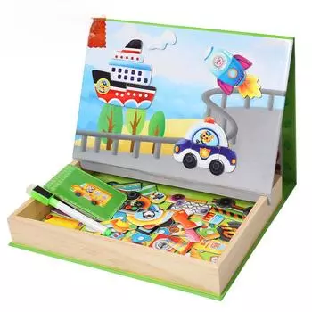 Магнитная головоломка с изображением лица: Детская развивающая деревянная доска для рисования