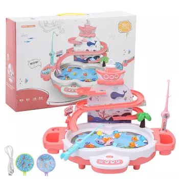 Магнитная игра «Рыбка», детская развивающая электрическая игрушка для рыбалки на батарейках, набор розовых розовый