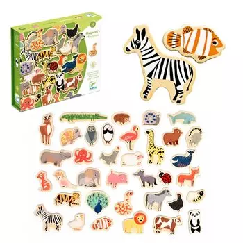 Магнитная игрушка DJECO Magnimo Animal Магнитная деревянная развивающая игрушка-головоломка для детей 2 лет (DJ03124)
