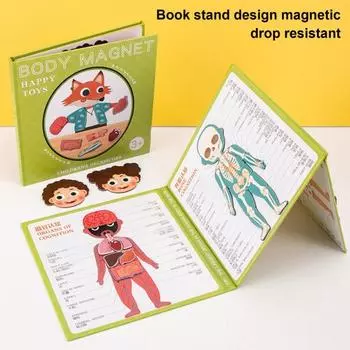 Магнитная книга-головоломка «Структура тела», деревянная дошкольная обучающая головоломка «Части тела»
