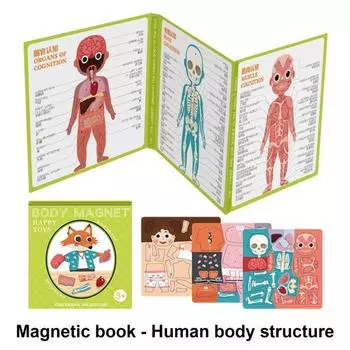 Магнитная книга-головоломка «Структура тела» Деревянная книга-головоломка «Части тела для дошкольников» Интерактивная обучающая книга «Родитель-ребенок» по анатомии человека