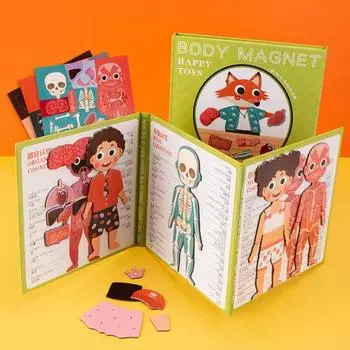 Магнитная книга-пазл с несколькими темами, транспорт, физическая структура, красочные большие магниты, плитки из плотной бумаги, улучшающие координацию глаз и рук G
