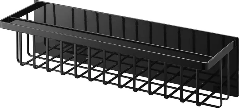 Магнитная корзина для ванной комнаты Yamazaki Jitsugyo, широкая, черная, xx H12 см, башенная полка для ванной комнаты с крючком, тонкая, плавающая, для хранения, 3770, прибл.. Ш44.3 Д12.3