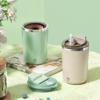 Магнитная кружка для помешивания кофе Yousheng, автоматическая чашка для помешивания, перезаряжаемый электрический блендер, высокоскоростная кружка для смешивания для офиса и дома 350ml зелёный