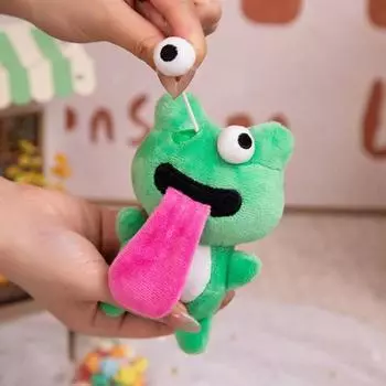 Магнитная лягушка плюшевый брелок игрушка мягкий набивной длинный язык поцелуй кулон мультяшный зеленый ключ от машины забавные глазные яблоки трюк магнит холодильник декор подарок для зелёный