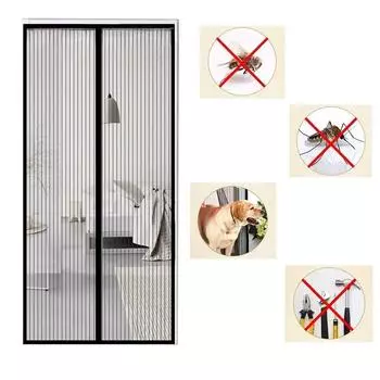 Магнитная москитная сетка для оконных и дверных занавесок, сетка от насекомых, шторы с противомоскитной сеткой, невидимые защитные шторы для дома 80x210cm чёрный