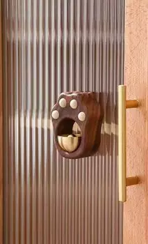 Магнитная наклейка на холодильник Lucky Cat с медным входом и ветром, звонок, ремешок, колокольчик, дверной звонок, коричневый