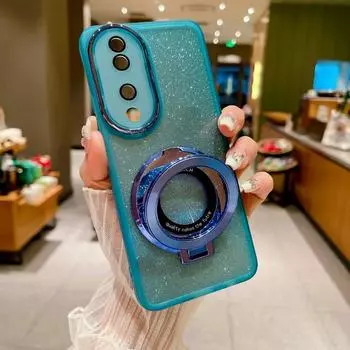 Магнитная обложка-держатель для Vivo V50 Lite V 50 V50E Защитная пленка для объектива камеры с блестками, силиконовый мягкий ТПУ чехол для телефона для VIVO Y29 Y39 Y19S For Vivo Y29 4G синий