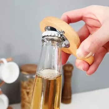 Магнитная открывалка для бутылок с ручным рисунком из мультфильма, деревянная подвесная дырка, магнит на холодильник, открывалка для пива, кухонные гаджеты C