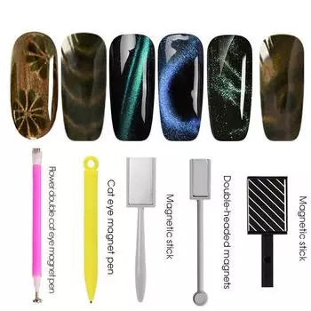 Магнитная палочка для ногтей «Кошачий глаз» Верхнее покрытие Магнитная ручка-ручка для рисования гель-лаком для ногтей Набор магнитных инструментов