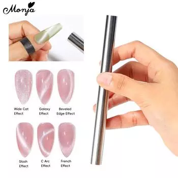 Магнитная палочка Monja 3D Cat Eye для ногтей, серебряная цилиндрическая магнитная ручка для УФ-геля Cat Eye, сильные магниты для маникюра своими руками