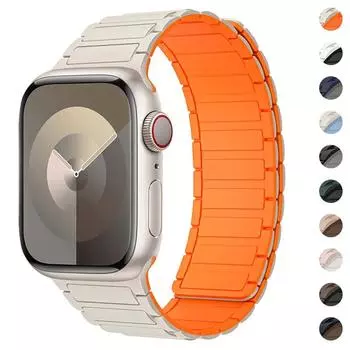 Магнитная петля для ремешка Apple Watch 49 мм 46 мм 45 мм 44 мм 42 мм 41 мм 40 мм 38 мм силиконовый браслет iWatch Series 10 9 8 7 6 5 Se Ultra 2 ремешок 38mm 40mm 41mm