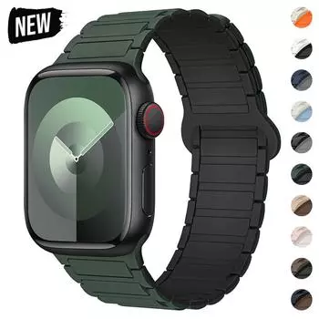 Магнитная петля для ремешков Apple Watch 44 мм, 40 мм, 49 мм, 45 мм, 41 мм, 38 мм, силиконовый браслет iWatch Series 9, 8, 7, 6, 5, 4, 3 Se ultra 2, ремешок