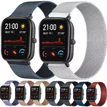 Магнитная петля для Xiaomi Amazfit gts 2 mini Bip//Gtr/47mm/42mm/GTR2/2e 20 мм 22 мм Samsung GALAXY S3 S2 ремешок для часов Браслет Correa Amazfit bip ремешок 20mm watchbands серебряный