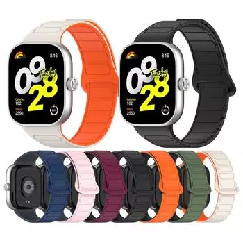 Магнитная петля для Xiaomi Mi Band 9 Pro 8 Pro Силиконовый ремешок для Xiaomi Redmi Watch 4 Аксессуары для смарт-браслета For xiaomi band 9pro чёрный