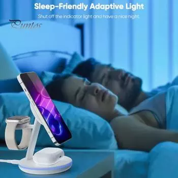 Магнитная подставка для беспроводного зарядного устройства 3-в-1, подставка для быстрого зарядного устройства 18 Вт для IPhone, станция быстрой зарядки Apple Watch