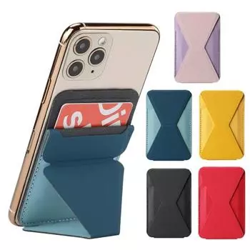 Магнитная подставка для кошелька, невидимый ультратонкий однотонный держатель для телефона, кожаный складной угловой держатель для карточек, регулируемая подставка светло-фиолетовый