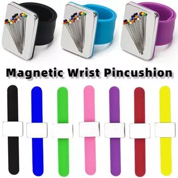 Магнитная подушка для швейных булавок, силиконовая подушечка для иголок на запястье, безопасный браслет, подушка для булавок для хранения швейных булавок, держатель для булавок на браслете YSL чёрный
