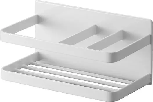 Магнитная полка для бутылок-губок Yamazaki Jitsugyo, белая xx H8см, держатель для губки Tower, плавающая полка для хранения губок 3337 и прибл.. Ш16.5 Д8.5