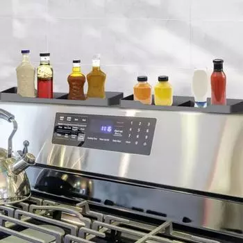 Магнитная полка для духовки, термостойкие кухонные полки, водонепроницаемые полки для варочных панелей, силиконовая полка для хранения приправ чёрный