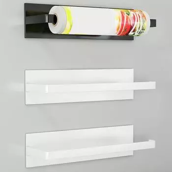 Магнитная полка для хранения на боковой двери холодильника, не скользящая, с большой несущей способностью, держатель для полотенец, рулон бумаги для кухонной микроволновки, пленка для пищевых продуктов белый