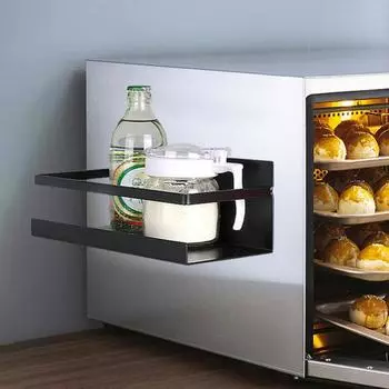 Магнитная полка для хранения на холодильнике, держатель для специй на холодильник, устойчивая к коррозии, прочная, выдерживающая нагрузку магнитная полка для специй чёрный