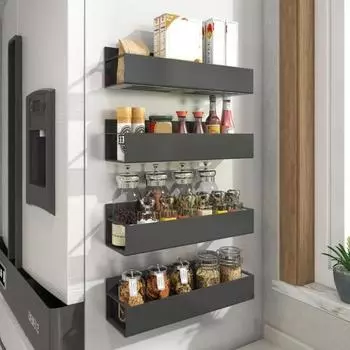 Магнитная полка для хранения специй с крючком для двери холодильника, сильный магнит, противоскользящая, без сверления, большая нагрузка S