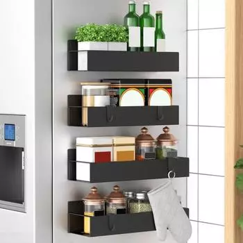Магнитная полка для специй на холодильник, большая емкость, устойчивая к коррозии, для кухонного шкафа, холодильника, органайзера для приправ A