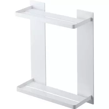 Магнитная полка для ванной комнаты Yamazaki Jitsugyo 8178, 2 яруса, белая, прибл.. Ш30 x Г11 x В35,5 см, стойка для ванной комнаты Tower, место для хранения вещей в ванной, крючок в комплекте