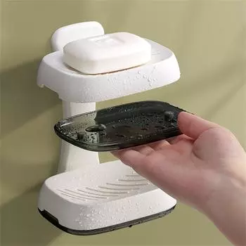 Магнитная присоска для мыла Пластиковая мыльница Простая креативная мыльница без отверстий Двухслойная мыльница для ванной комнаты Настенная мыльница