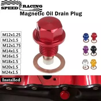 Магнитная пробка для слива масла Гайка для слива масла M12x1.25/1.5/1.75 M14-M24x1.5 Пробка для слива масла из алюминиевого сплава коробки передач M12x1.75 фиолетовый