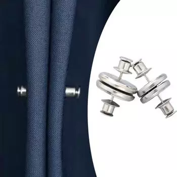 Магнитная пряжка для штор Съемная без перфорации Предотвращает утечку света Прочный вес для штор Магнитная кнопка удержания Скатерть для остановки выдувания серебряный