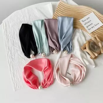 Магнитная пряжка Маленький шарф с бриллиантами Магнитная пряжка шарф Женское ожерелье повязка на голову шарф Легкий роскошный изысканный 13 * 55cm