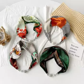 Магнитная пряжка Маленький шарф с бриллиантами Магнитная пряжка шарф Женское ожерелье повязка на голову шарф Легкий роскошный изысканный 13 * 55cm