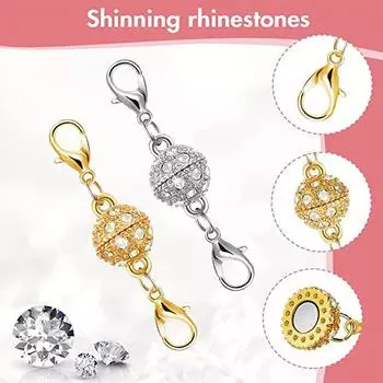 Магнитная пряжка, набор, комбинированный, золотой, цилиндрический, сферический, магнитная пряжка, браслет, головка лобстера, пряжка, самодельная ювелирная магнитная пряжка One Size золотой