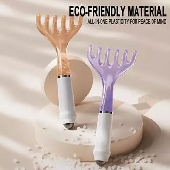 Магнитная расческа из рогов оленя с резиновой головкой, расческа для ухода за кожей лица с шестью когтями, скребковый массажер Гуаша, инструмент для скребкового массажа Гуаша розовый