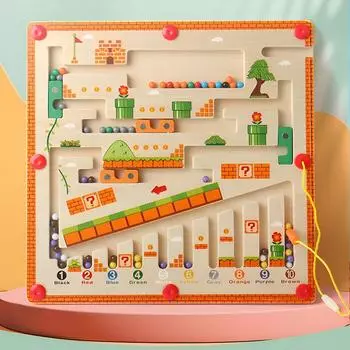 Магнитная ручка-домик с грибами, классификация цветов, счетная доска/дошкольное образование Магнитная ручка-лабиринт с бусинами 30.34 оранжевый