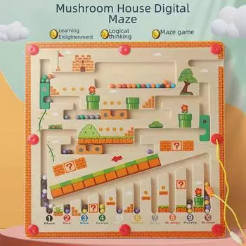 Магнитная ручка-лабиринт «Грибной домик»: Развивающая игра на концентрацию внимания для детей