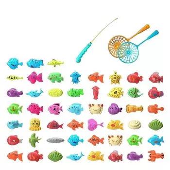 Магнитная рыбалка игрушки для детей с удочкой удочкой сетью(Случайный цвет удилища и сачка, Случайная рыба ) One Size