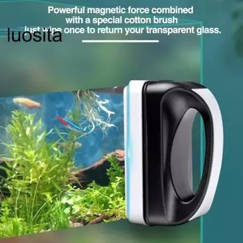 Магнитная щетка для чистки аквариума со скребком, двухстороннее обеззараживание, синхронизированная подвеска, очиститель от водорослей на стекле аквариума S