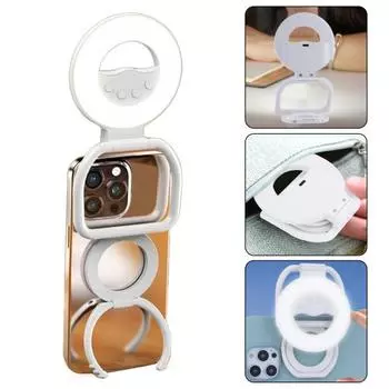 Магнитная селфи-лампа, светодиодная подсветка для телефона, 3 режима яркости, компактный дизайн, перезаряжаемая подсветка для телефона с функцией подставки белый