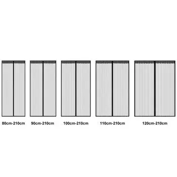 Магнитная сетка Magic Mesh, сетчатая занавеска для двери, москитная сетка, бесконтактная перегородка, бесшумная полосатая занавеска для двери, вентиляция спальни 80x210cm чёрный