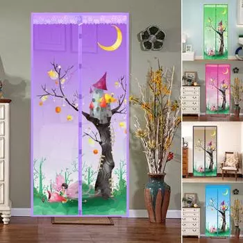 Магнитная сетка, москитная сетка для двери, занавеска, защита кухонного окна, прочная сетка из органзы, марля с приклеиванием ниток 100*210 кофейный