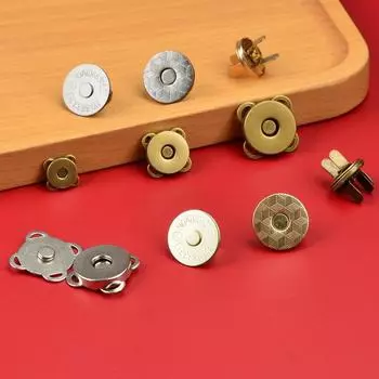 Магнитная скрытая пряжка без пришивания для сумок и кошельков 14mm round magnetic button (1 pair) бронзовый
