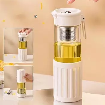 Магнитная стеклянная чашка для чая, термостойкая цветочная чашка для чая, переносная чашка, кофейная чашка, стеклянная чашка для разделения чая 400-550ml