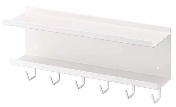 Магнитная стойка для хранения кабелей и маршрутизаторов Yamazaki Jitsugyo 5463, белая, прибл.. Ш40xГ11xВ18см, интеллектуальное плавающее хранилище, эффективное использование мертвого пространства