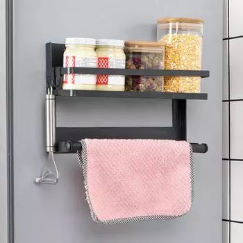 Магнитная стойка для хранения, однослойная/двухслойная, устойчивая к коррозии, с защитным ограждением, стойка для специй Single Layer