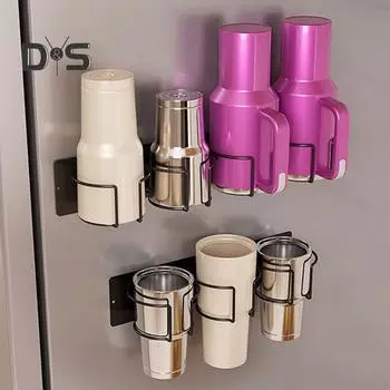 Магнитная стойка для хранения стаканов, держатель для бутылок с водой, нержавеющий, прочный, несущий нагрузку, простой в установке органайзер для бутылок с водой 1pc 3 cups чёрный