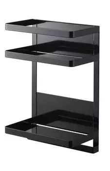 Магнитная стойка Yamazaki Jitsugyo для воды, 2 яруса, черная, W20 xx, стойка для чая, кофе, приправ, коллективное хранение, прибл. 7120. Д11.2 В29.5см чёрный