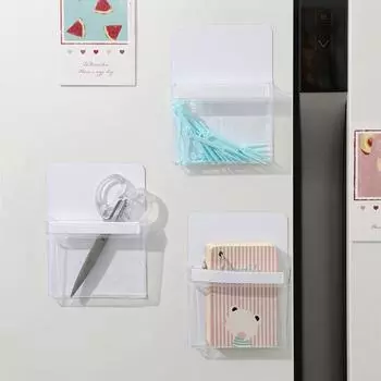 Магнитная сумка для хранения, прозрачная, без дрели, съемная, сверхмощный холодильник, микроволновая печь, боковой контейнер для хранения, органайзер, держатель, кухонные принадлежности белый